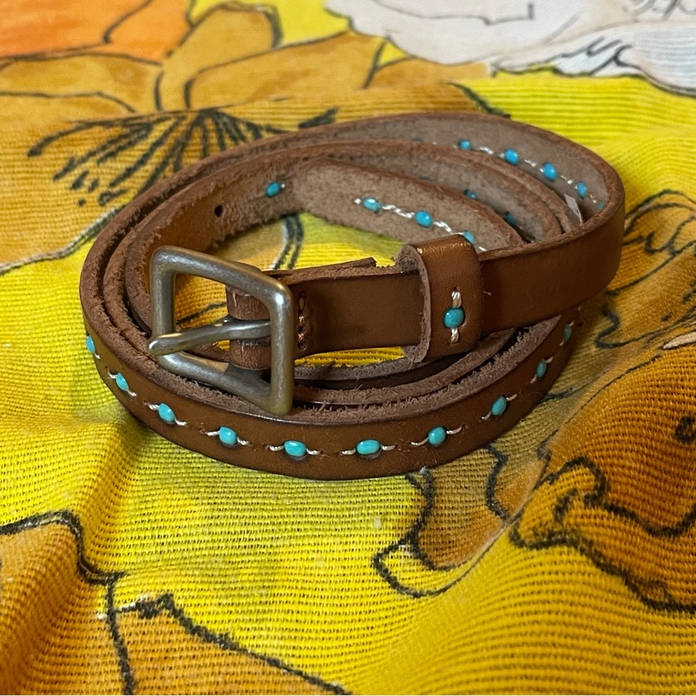 Boho Turquoise Leather Belt